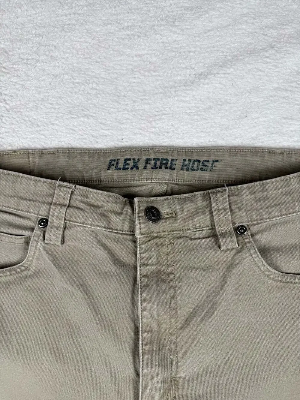 Duluth Trading Co. Flex Fire Hose Regular Fit Work Pants Khaki 36x32